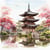 Lot de 4 serviettes en papier découpage collage 33 cm JARDIN JAPONNAIS N 702