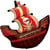 Ballon Aluminium Hélium Bateau Pirate Rouge et Noir - 70x85 cm