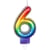 Bougie Arc-en-Ciel Chiffre 6 (8 cm) - Effet Ballon