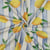 Tissu Toile de Coton Canvas digital Citrons Jaunes et rayures bleues sur fond Blanc