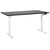 Bureau Réglable Manuellement Plateau Noir et Structure Acier Blanc 160 x 72 cm Hauteur Ajustable Assis Debout Pieds Carrés Design Moderne