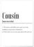 Poster Définition Cousin | A3 : 29,7x42cm