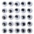 Yeux mobiles plastique autocoll., 10mm ø, 24 pces