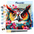 Mini Peinture par Numéro Figured'Art 20x20cm avec cadre Hibou Fantaisie et Fleurs - Petit Format