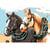Princesse - Canevas antique Chevaux de traits 32x50 cm