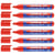 Lot de 6 marqueurs permanents EDDING - Pointe ronde 1,5-3 mm - Encre brillante - Rouge
