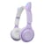 Casque Audio Pliable LED Chat Blanc Bluetooth 5.0 Son Stéréo Multimode Violet 2 YONIS