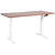 Bureau Réglable Manuellement Plateau Bois Foncé et Structure Acier Blanc 160 x 72 cm Hauteur Ajustable Assis Debout Pieds Carrés Design Moderne