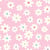 Tissu Popeline de Coton Marguerites multicolores sur fond Rose pastel