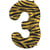 Ballon Aluminium Hélium Tigre Chiffre 3 - 86 cm