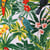 Tissu Toile de coton Grande Laize Exotique Multicolore sur fond Blanc