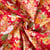 Tissu Coton imprimé  lurex Arty Japan flower sur fond Rouge
