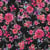 Tissu  Coton  imprimé rose Florazia sur fond Noir profond - Au mètre