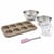 Set pâtisserie avec moule à 6 petits pains 33 x 22 cm en acier, 2 bols à mixer, verre mesureur et spatule Zenker