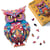 Puzzle en Bois Adulte et Enfant Figured'Art 200 pièces Animaux - Chouette radieuse - Design Original 20,3x32 cm Forme Unique avec Coffret en bois Premium, Parfait pour Offrir en Cadeau