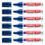 Lot de 6 marqueurs permanents pointe biseau - EDDING - Corps aluminium - Bleu - 2-7 mm
