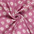 Tissu Double gaze de Coton Gérone fleurs Blanc sur fond Rose