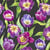 Lot de 4 serviettes en papier découpage collage 33 cm FLEUR TULIPE FOND NOIR FL 511