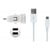 Blueway Mini chargeur allume-cigare USB 2A avec câble micro USB Blanc