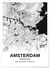 Affiche carte Amsterdam - rectangle Noir et Blanc | A3 : 29,7x42cm