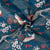 Tissu Jacquard d'ameublement tissé teint Grues sur fond Bleu