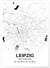 Affiche carte Liepzig - rectangle Noir et Blanc | A3 : 29,7x42cm