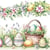 4 serviettes en papier découpage collage 33 cm PANIER DE PAQUES OEUF FLEUR JARDIN