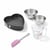 Set pâtisserie avec moule à gâteau cœur 27 x 25 cm en acier, 2 bols à mixer, verre mesureur et spatule Zenker