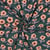 Tissu Jersey cotêlé Bio Jennifer Bouron fleurs Saumon sur fond Vert foncé