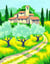 Kit canevas Les oliviers 20x25cm