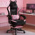 Chaise gaming - GTPLAYER - velours noir/rose design chaton - Velours Ergo