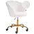 Chaise de Bureau Blanche en Boucle Glamour Fauteuil Coquillage Pivotant à Base en Etoile Dorée Assise Réglable avec Vérin Frein de Sécurité