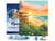 Diamond Painting Broderie Diamant Figured’Art 40x50cm toile tendue sur châssis en bois - diamants carrés - Club de plage au coucher du soleil