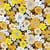 Tissu Coton imprimé Arty Ibiza jaune sur fond Noir