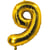 Ballon aluminium - 85 cm - or - chiffre 9