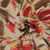 Tissu Satin Duchesse Domitille fleurs Rouges sur fond Beige sable