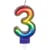 Bougie Arc-en-Ciel Chiffre 3 (8 cm) - Effet Ballon