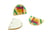 4 Pendentifs connecteurs forme arrondie acrylique -  22*17mm -  jaune clair imprimé tropical