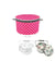 Boîte à couture ronde 22x13,5cm fuchsia pois blancs