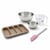 Set pâtisserie avec moule perforé 4 mini baguettes 33 x 22 cm en acier, 2 bols à mixer, verre mesureur et spatule Zenker