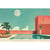 Tableau sur verre synthétique piscine rétro 65x97 cm