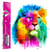 Diamond Painting Broderie Diamant LUMINLIFE 40x50cm, 100% strass, diamants ronds - Lion coloré