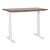Bureau Électrique Réglable Plateau Bois Foncé et Structure Acier Blanc 120 x 72 cm Hauteur Ajustable Assis Debout Pieds Carrés Design Moderne