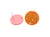 Paire boucles d'oreilles puce avec rond 19mm acrylique camel et rose