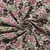 Tissu Jersey Coton Bord Côte Fleurs roses et olives sur fond Blanc cassé