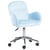 Fauteuil de Bureau Bleu Clair en Velours avec Accoudoirs Siège Hauteur Ajustable sur Roulettes Base en Métal pour Espace de Travail Rétro Moderne