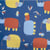 Tissu Imperméable déperlant Numi sur fond Bleu