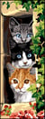 Canevas antique Les trois chats 25x60cm