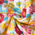 Tissu Coton Matelassé réversible Clara petites fleurs multicolores et strass bleu ciel sur fond Blanc