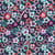 Tissu Jersey stretch fleurs Floraviva muticolores sur fond Bleu canard - Au mètre